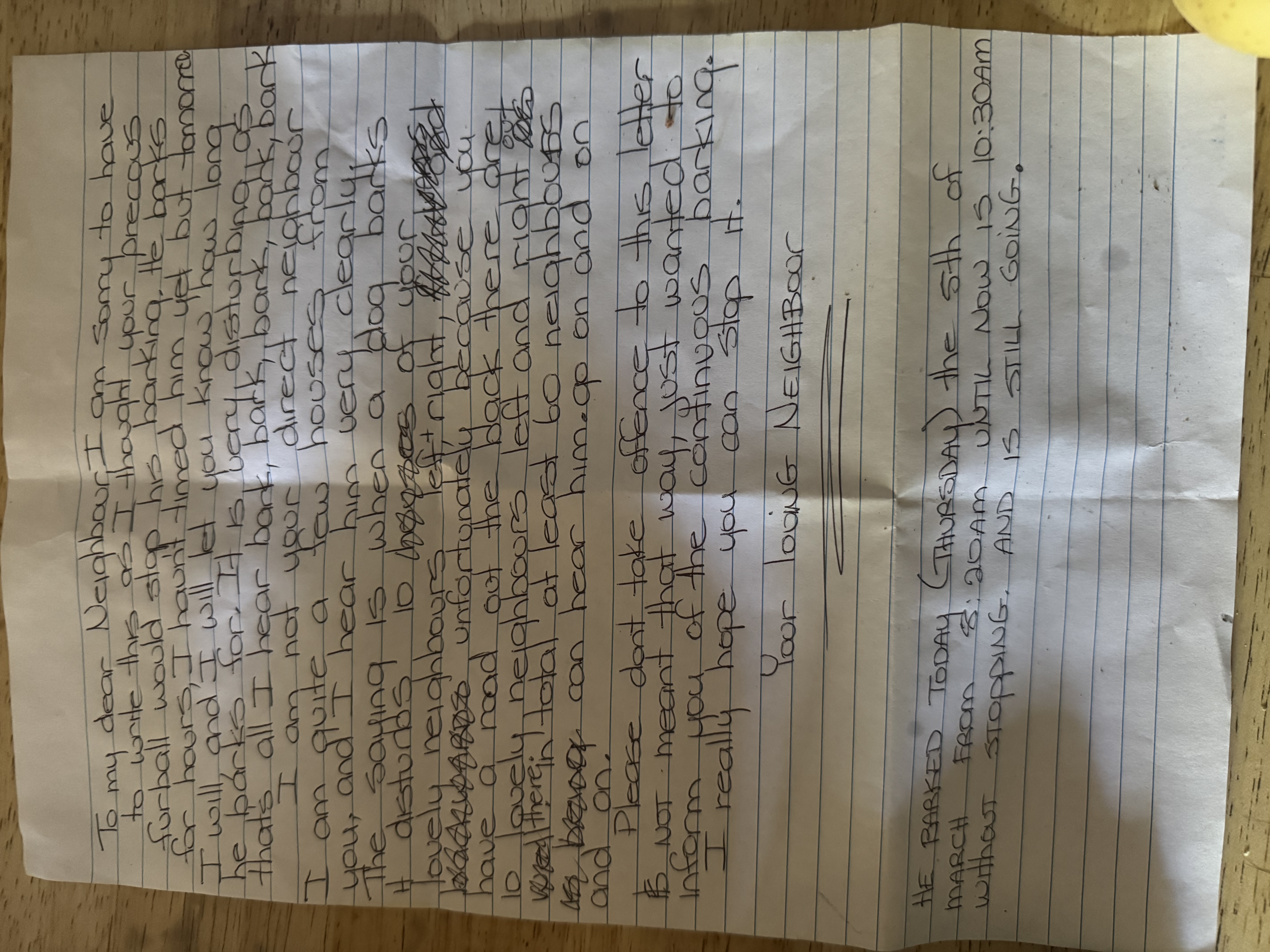 The letter from Karen